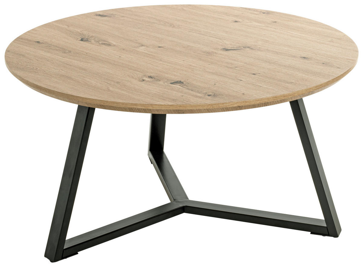 COUCHTISCH in Metall, Holzwerkstoff 80/80/41 cm  - Eichefarben/Schwarz, Design, Holzwerkstoff/Metall (80/80/41cm)
