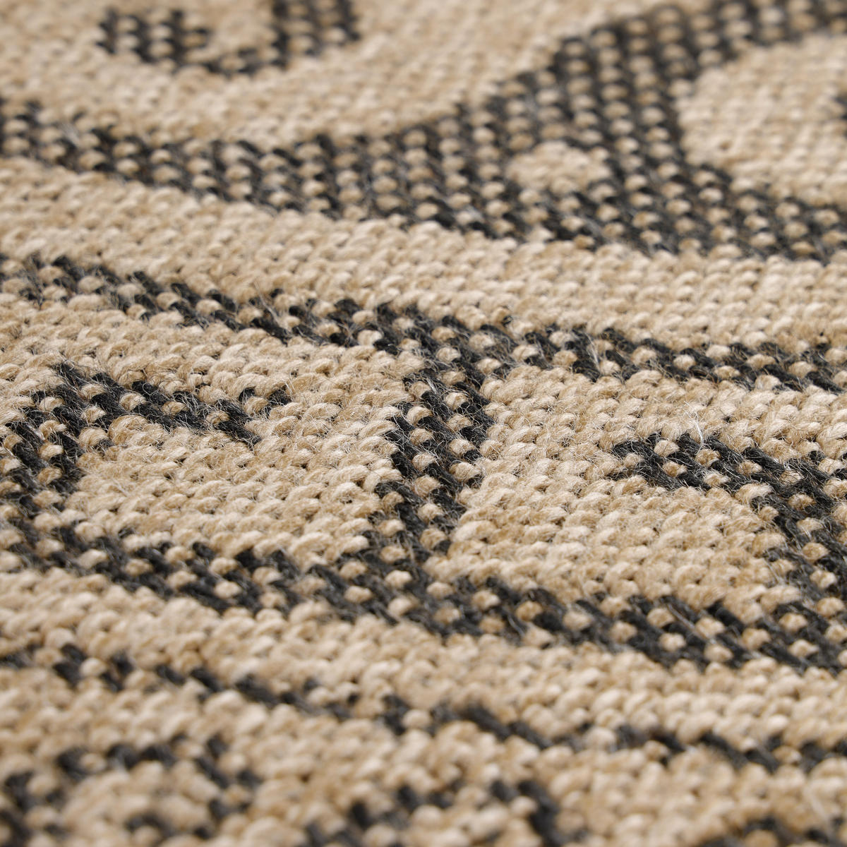 TEPPICH Outdoor Flachgewebe Vintage Polypropylen Balkon Schwarz Rund 80x80 - Schwarz, Textil (80/80cm) - KADIMA DESIGN
