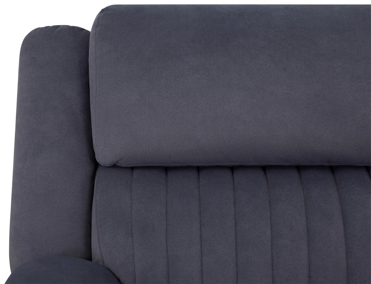 HEIMKINO-SOFA Velours Grau  - Grau, KONVENTIONELL, Textil/Metall (186/102/99cm) - MID.YOU