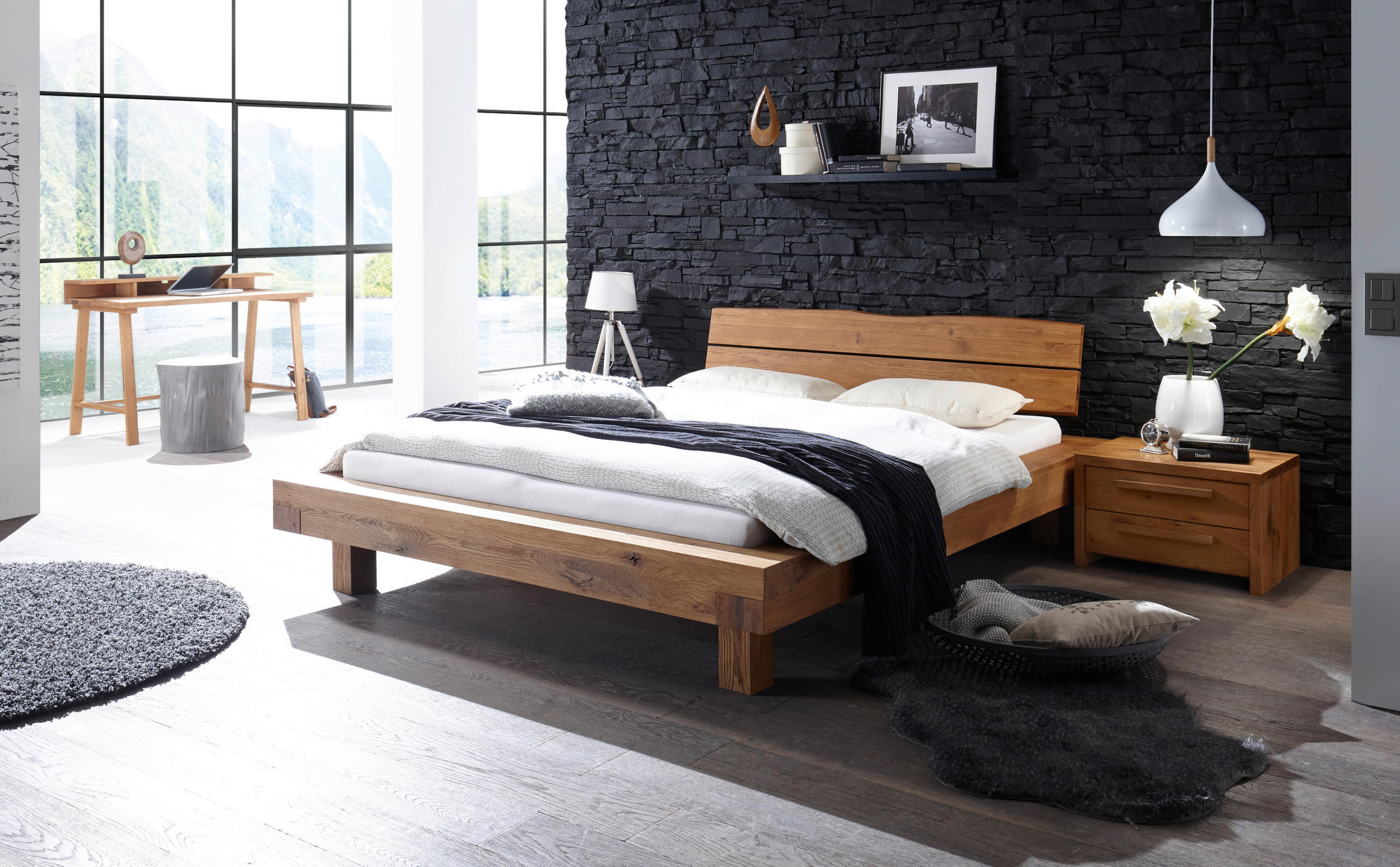 BETT 180/200 cm  in Eichefarben  - Eichefarben, KONVENTIONELL, Holz (180/200cm) - Hasena