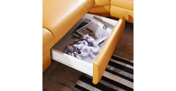ECKSOFA in Echtleder Gelb  - Gelb/Alufarben, Design, Leder/Metall (239/271cm) - Cantus
