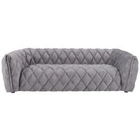 3-SITZER-SOFA Samt Hellgrau  - Hellgrau/Schwarz, Design, Holz/Textil (221/69/96cm)