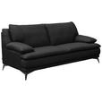 2,5-SITZER Schwarz Echtleder  - Schwarz, Design, Leder/Metall (212/92/98cm) - Novel