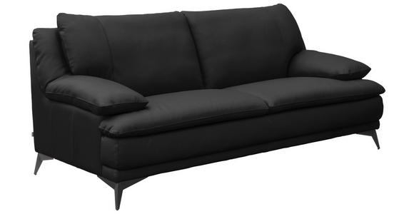 2,5-SITZER Schwarz Echtleder  - Schwarz, Design, Leder/Metall (212/92/98cm) - Novel