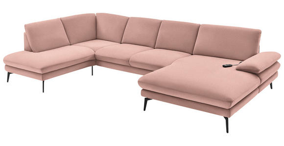 WOHNLANDSCHAFT in Webstoff Rosa  - Schwarz/Rosa, Design, Textil/Metall (208/344/180cm) - Dieter Knoll