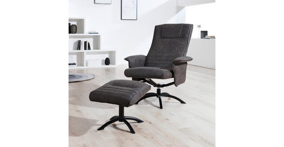 RELAXSESSELSET in Metall, Textil Anthrazit, Schwarz  - Anthrazit/Schwarz, Design, Textil/Metall (80/108/75cm) - Cantus