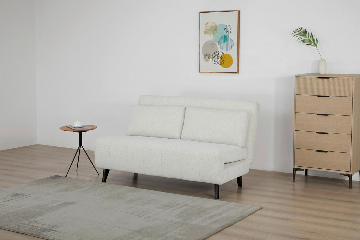 SCHLAFSOFA Webstoff Weiß  - Schwarz/Weiß, Design, Holz/Textil (143/82/88cm) - Carryhome
