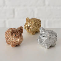 DEKOSCHWEIN - Silberfarben/Roségold, Keramik (2,5/4/3cm)