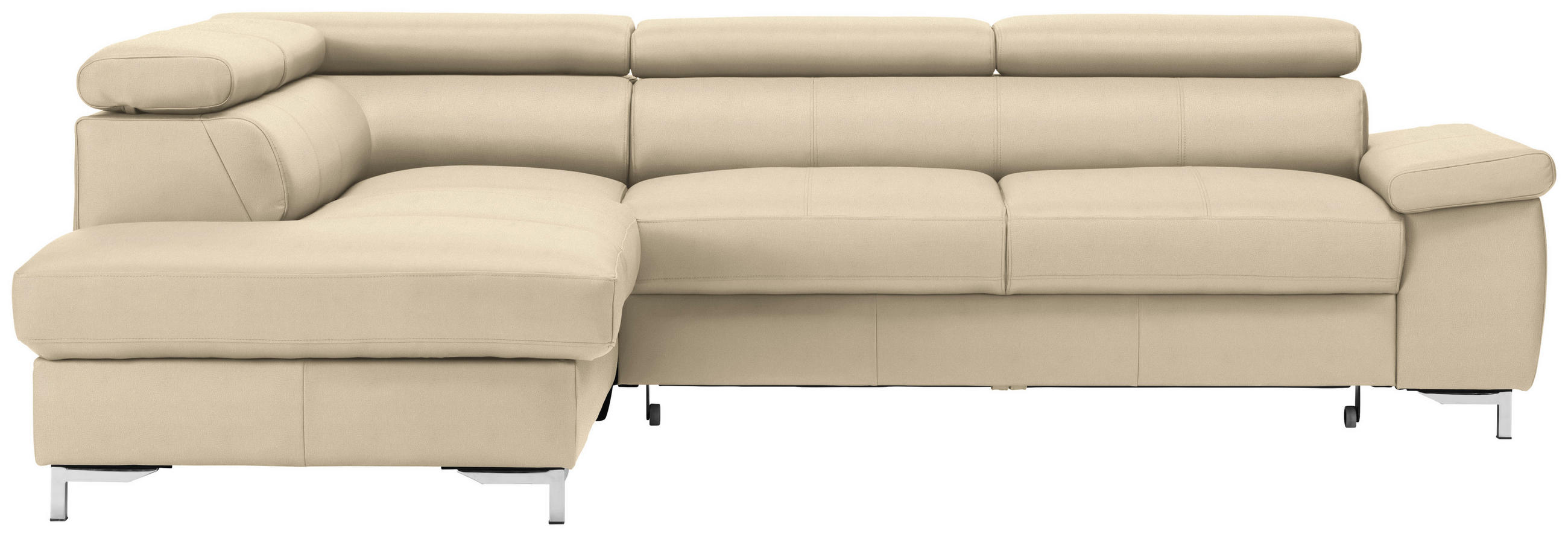 ECKSOFA in Echtleder Beige  - Chromfarben/Beige, Design, Leder/Metall (213/268cm) - Stylife