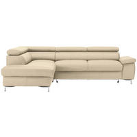 ECKSOFA in Echtleder Beige  - Chromfarben/Beige, Design, Leder/Metall (213/268cm) - Stylife