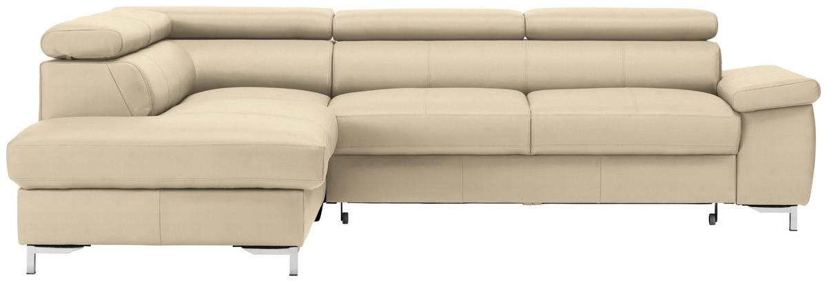 ECKSOFA in Echtleder Beige  - Chromfarben/Beige, Design, Leder/Metall (213/268cm) - Stylife
