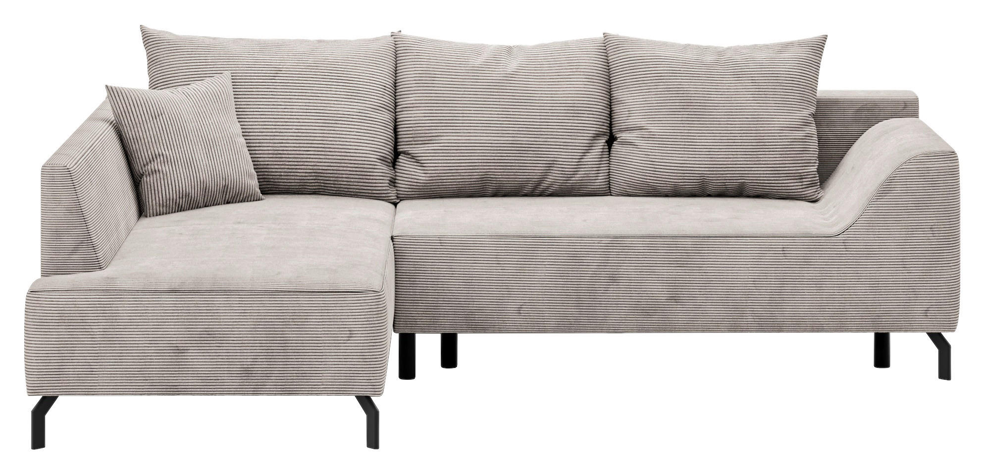 ECKSCHLAFSOFA Cord Creme  - Creme/Schwarz, Design, Textil/Metall (167/273cm) - MID.YOU