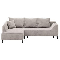 ECKSCHLAFSOFA  mit Bettkasten erhältlich, seitenverkehrt erhältlich, Schlafen auf Sitzhöhe, Bettfunktion erhältlich, Rücken echt Cord Creme  - Creme/Schwarz, Design, Textil/Metall (167/273cm) - MID.YOU