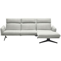 ECKSOFA in Flachgewebe Weiss  - Weiss/Schwarz, Design, Textil/Metall (259/152cm) - Dieter Knoll