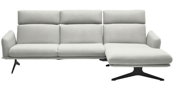 ECKSOFA  in Flachgewebe Weiß  259/152 cm  - Schwarz/Weiß, Design, Textil/Metall (259/152cm) - Dieter Knoll