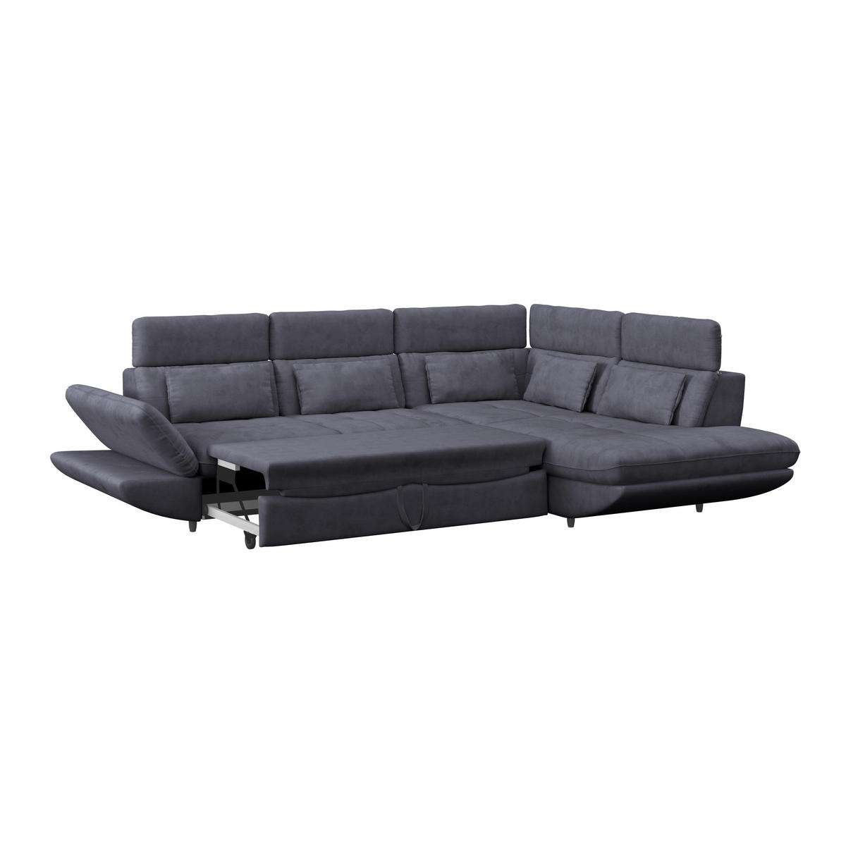 WOHNLANDSCHAFT in Webstoff Dunkelblau  - Schwarz/Dunkelblau, Modern, Kunststoff/Textil (233/311cm) - MID.YOU
