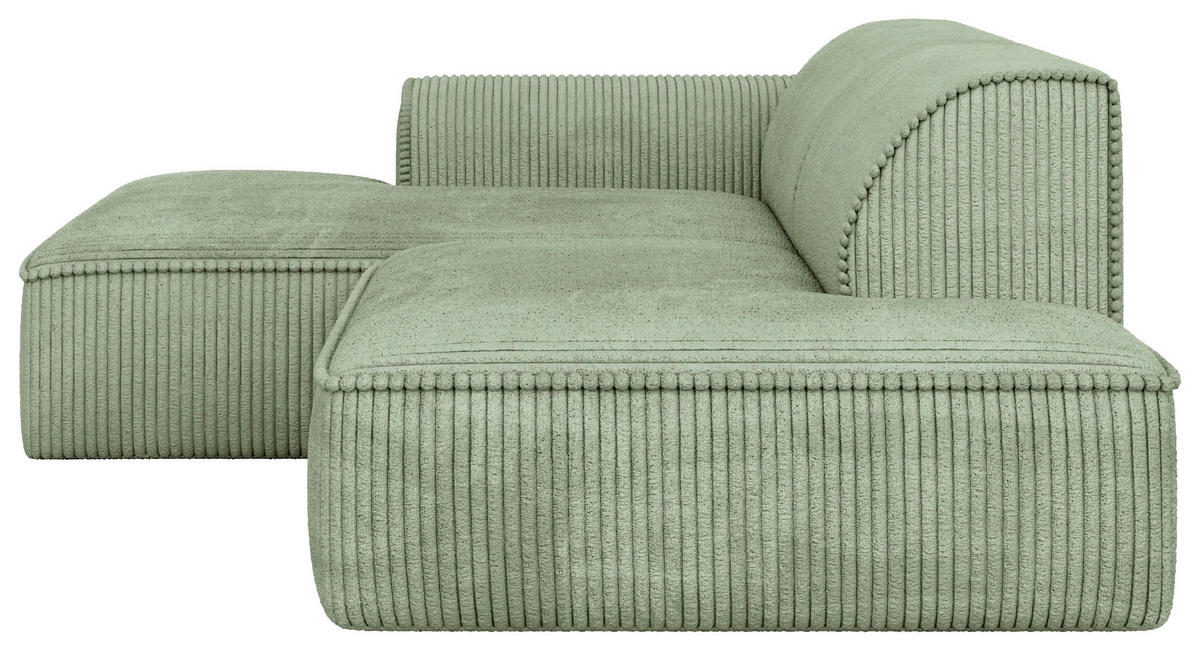 ECKSOFA Cord Mintgrün  - Schwarz/Mintgrün, Konventionell, Holzwerkstoff/Kunststoff (294/165cm) - Livetastic