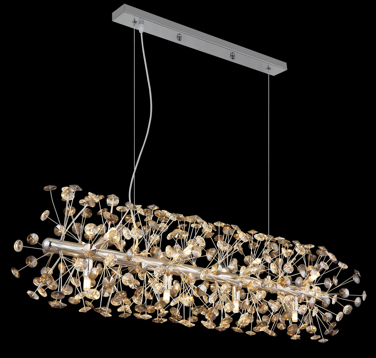 KŘIŠŤÁLOVÉ ZÁVĚSNÉ SVÍTIDLO, 90/30/150 cm  - šedá/průhledné, Lifestyle, kov/plast (90/30/150cm) - Globo