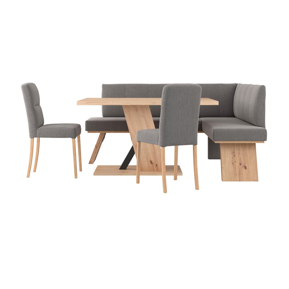 ECKBANK 185/150 cm Webstoff Dunkelgrau   - Eichefarben/Dunkelgrau, KONVENTIONELL, Textil (185/150cm) - Livetastic