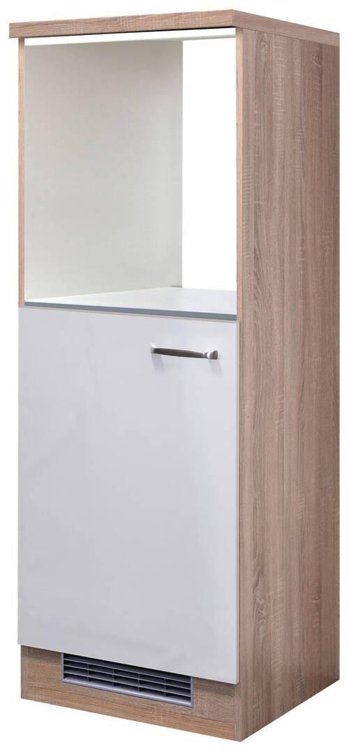 GERÄTEUMBAUSCHRANK 60/169,5/60 cm  in Sonoma Eiche, Weiß Hochglanz  - Edelstahlfarben/Weiß Hochglanz, KONVENTIONELL, Holzwerkstoff/Metall (60/169,5/60cm) - FlexWell