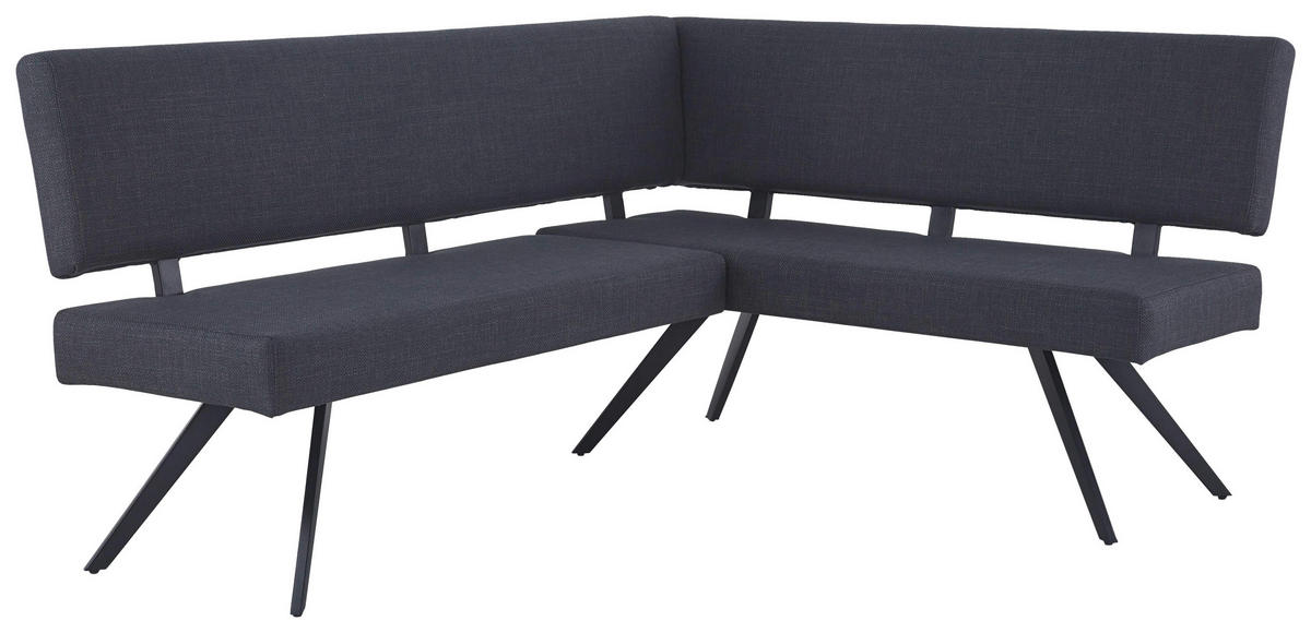 ECKBANK 190/150 cm Leinenoptik Dunkelgrau   - Dunkelgrau/Schwarz, KONVENTIONELL, Textil/Metall (190/150cm) - MID.YOU
