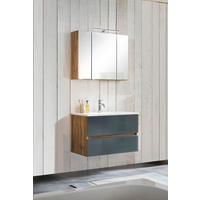 BADEZIMMER  in 80 cm  - Weiss/Eichefarben, Konventionell, Glas/Holzwerkstoff (80cm) - Held