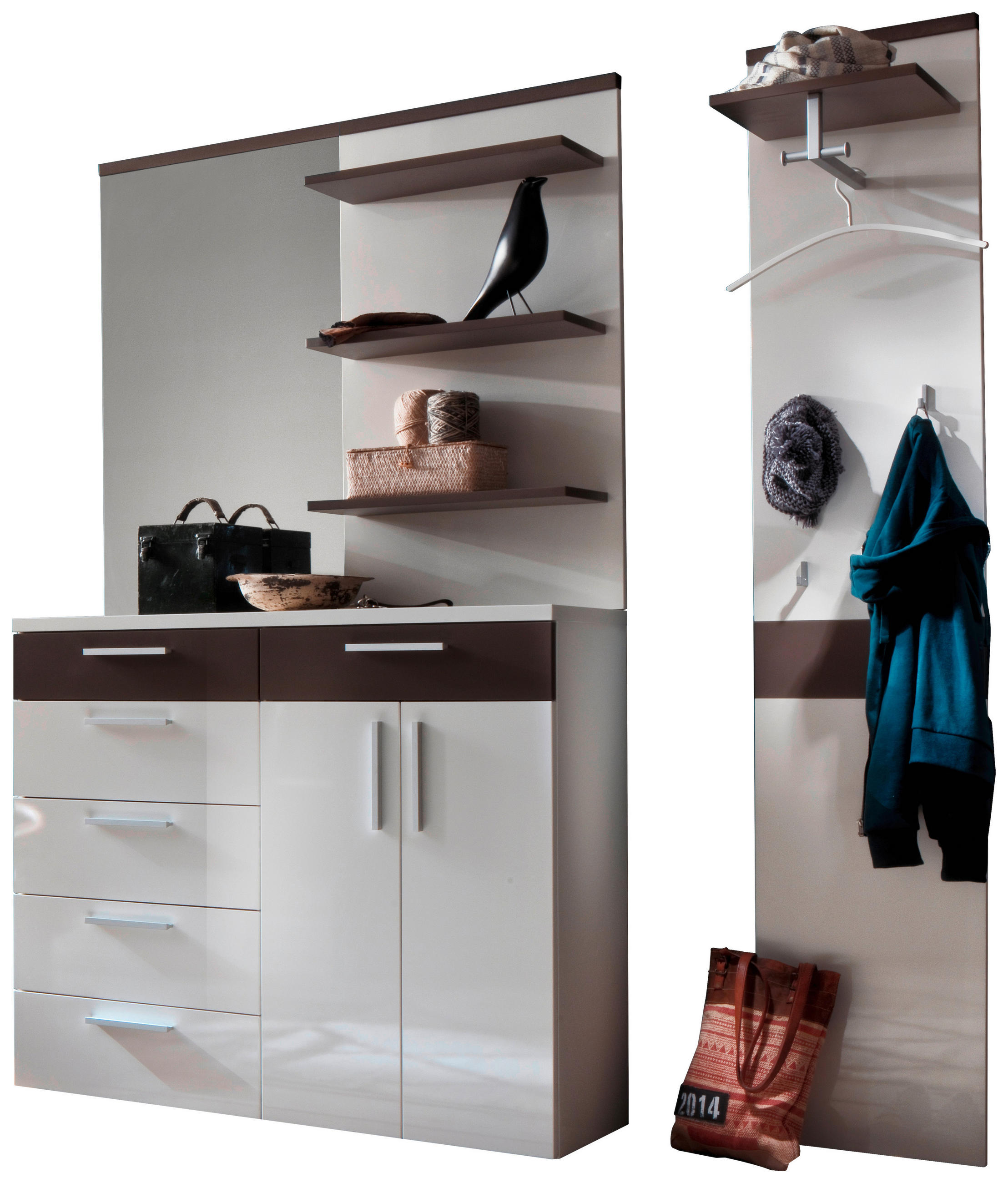 GARDEROBE Braun, Weiß - Braun/Weiß, Design, Glas (176/202/35cm) - Cassando