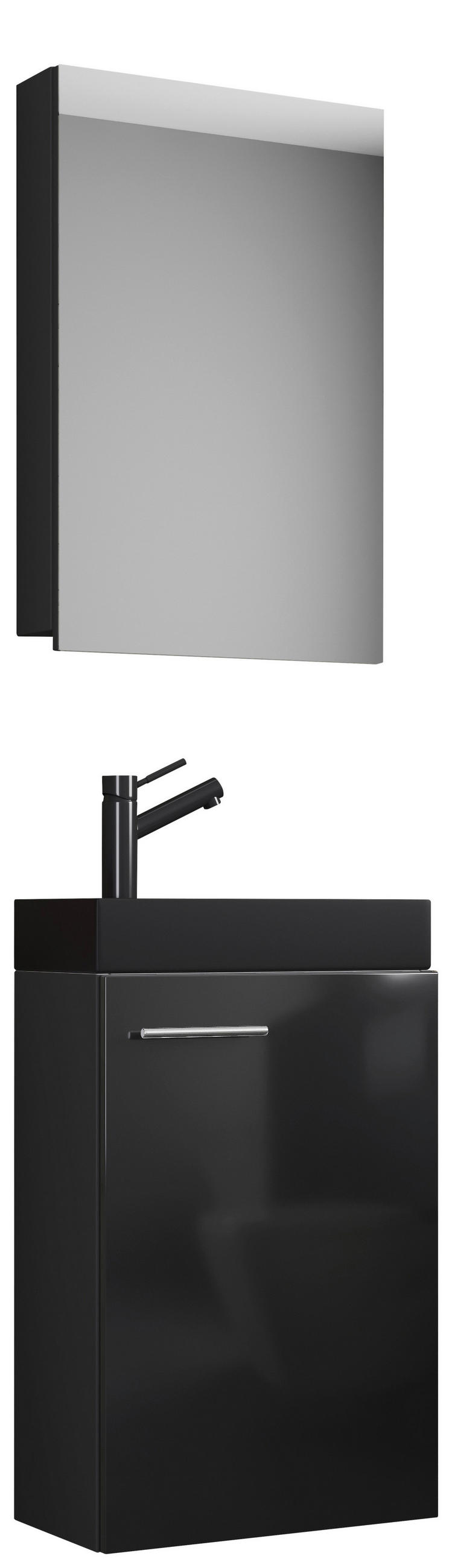 GÄSTBADRUM 41 cm  - silver/svart, Modern, trämaterial/glas (41cm) - MID.YOU