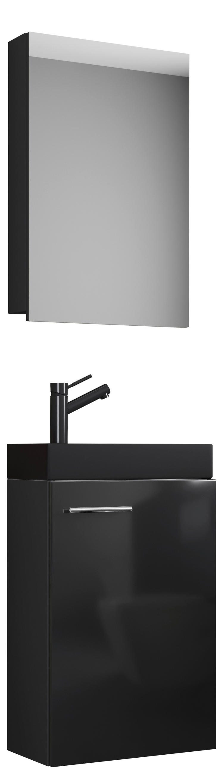 GÄSTEBAD 41 cm  - Silberfarben/Schwarz, MODERN, Glas/Keramik (41cm) - MID.YOU