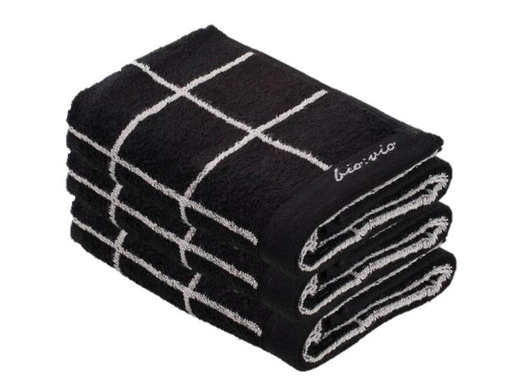 HANDTUCHSET Schwarz, Silberfarben  - Silberfarben/Schwarz, Natur, Textil (50/100cm) - Bio:Vio