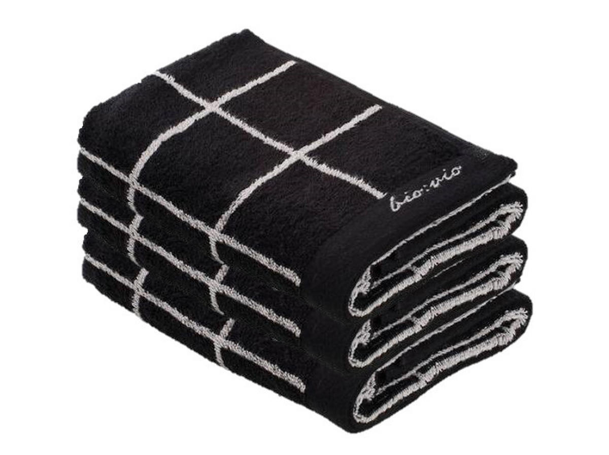 HANDTUCHSET Schwarz, Silberfarben  - Silberfarben/Schwarz, Natur, Textil (50/100cm) - Bio:Vio