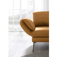 RÉCAMIERE in Echtleder Currygelb  - Chromfarben/Currygelb, Design, Leder/Metall (209/85-109/95-16cm) - Dieter Knoll