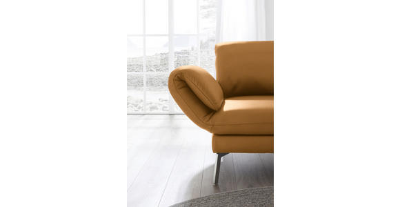 RÉCAMIERE in Echtleder Currygelb - Chromfarben/Currygelb, Design, Leder/Metall (209/85-109/95-16cm) - Dieter Knoll