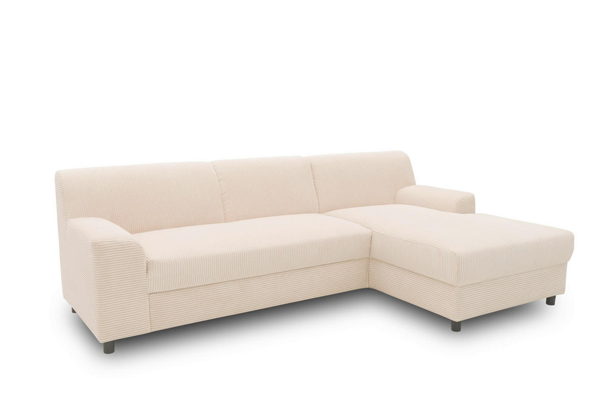 ECKSOFA CAPRI 2 Creme Cord Zierkissen  - Creme/Schwarz, Basics, Kunststoff/Textil (241/146cm) - MID.YOU
