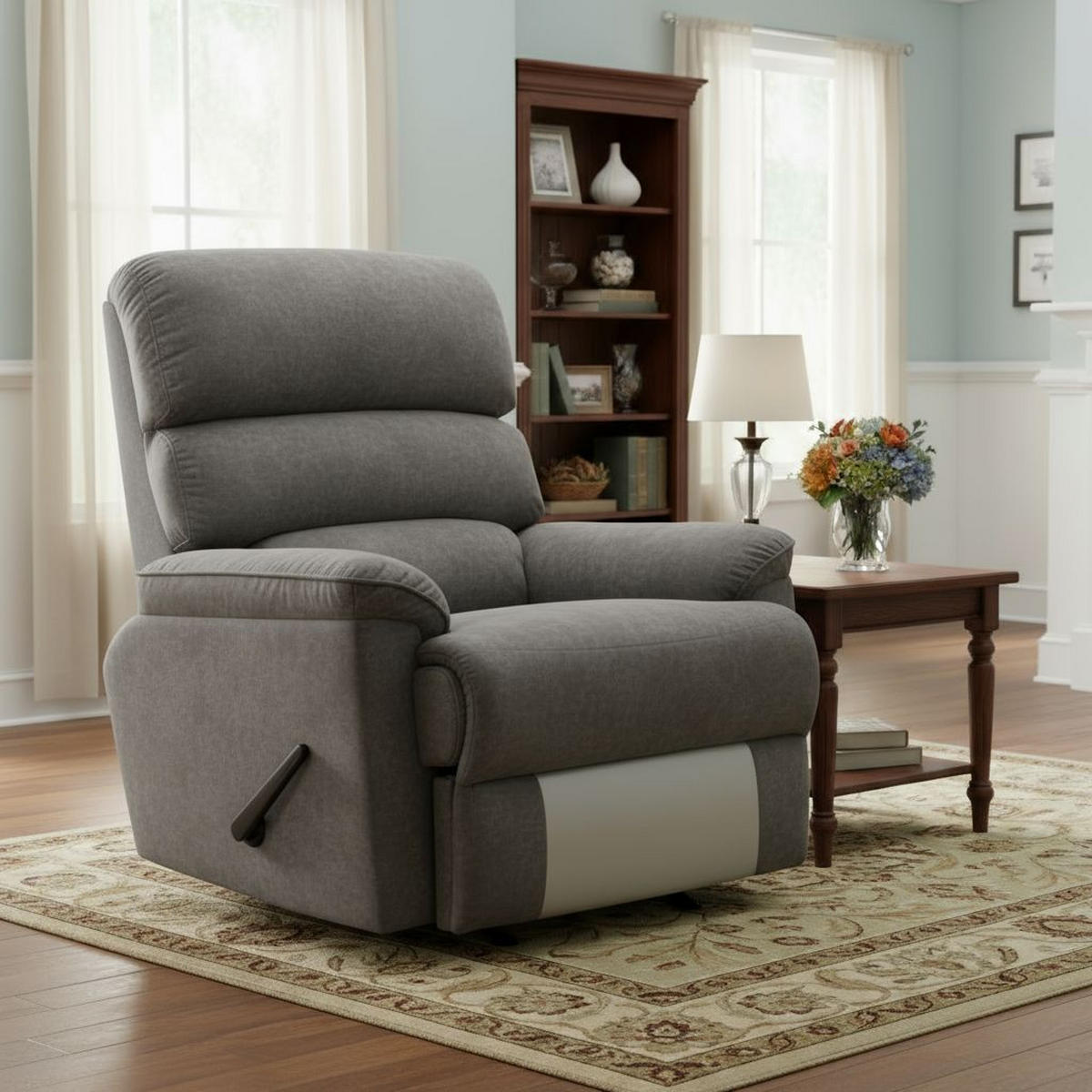 SCHAUKELSTUHL in Samt Dunkelgrau  - Dunkelgrau/Schwarz, MODERN, Textil/Metall (90/105/100cm) - MID.YOU