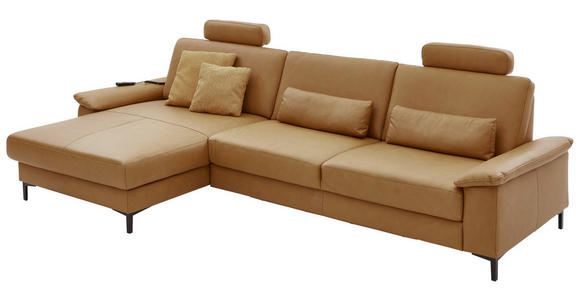ECKSOFA  in Echtleder Currygelb  176/334 cm  - Currygelb/Schwarz, Design, Leder/Metall (176/334cm) - Dieter Knoll