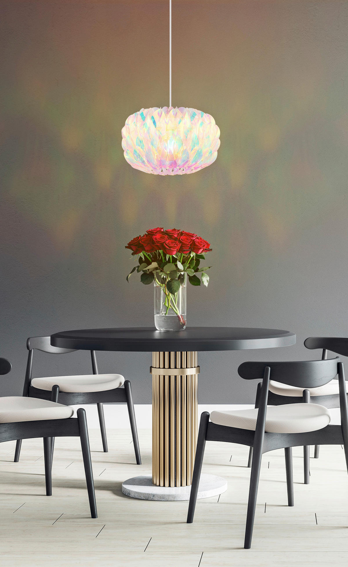 HÄNGELEUCHTE Juana 35/120 cm  - Klar/Chromfarben, Design, Kunststoff/Metall (35/120cm) - Globo