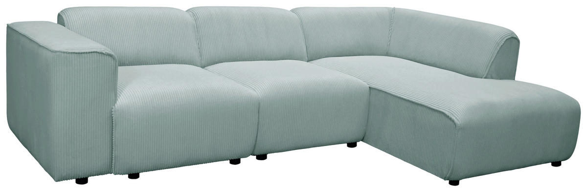 ECKSOFA ANTHONY in Cord Mintgrün  275/163 cm  - Schwarz/Mintgrün, Design, Kunststoff/Textil (275/163cm) - MID.YOU