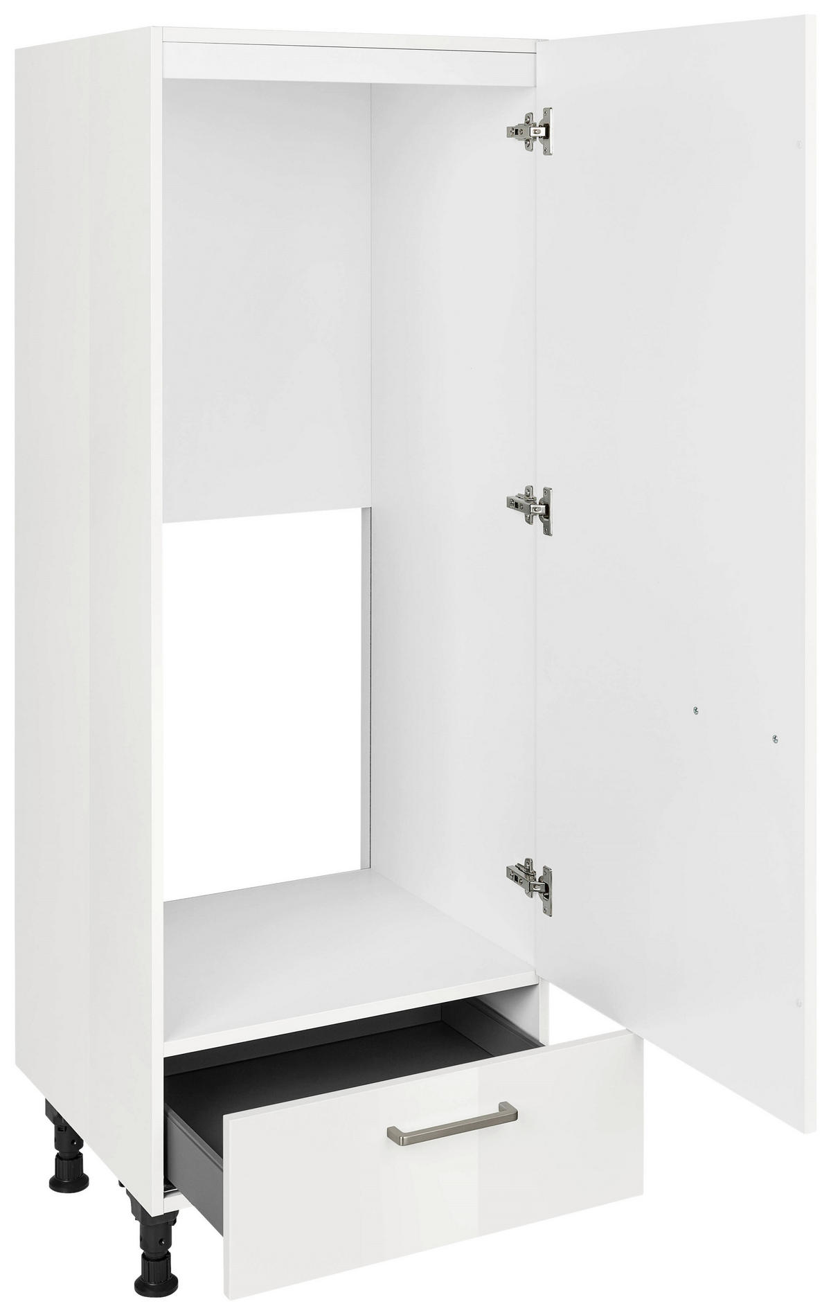 GERÄTEUMBAUSCHRANK 60/168/58 cm  in Weiß Hochglanz  - Edelstahlfarben/Weiß Hochglanz, MODERN, Holzwerkstoff/Metall (60/168/58cm) - Nobilia