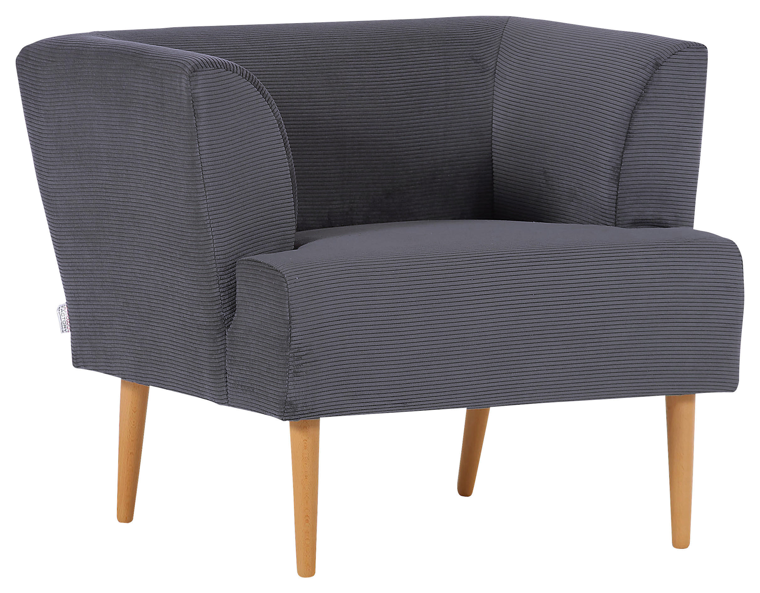 FÅTÖLJ i textil mörkgrå  - mörkgrå/bokfärgad, Design, trä/textil (85/71/80cm) - MID.YOU