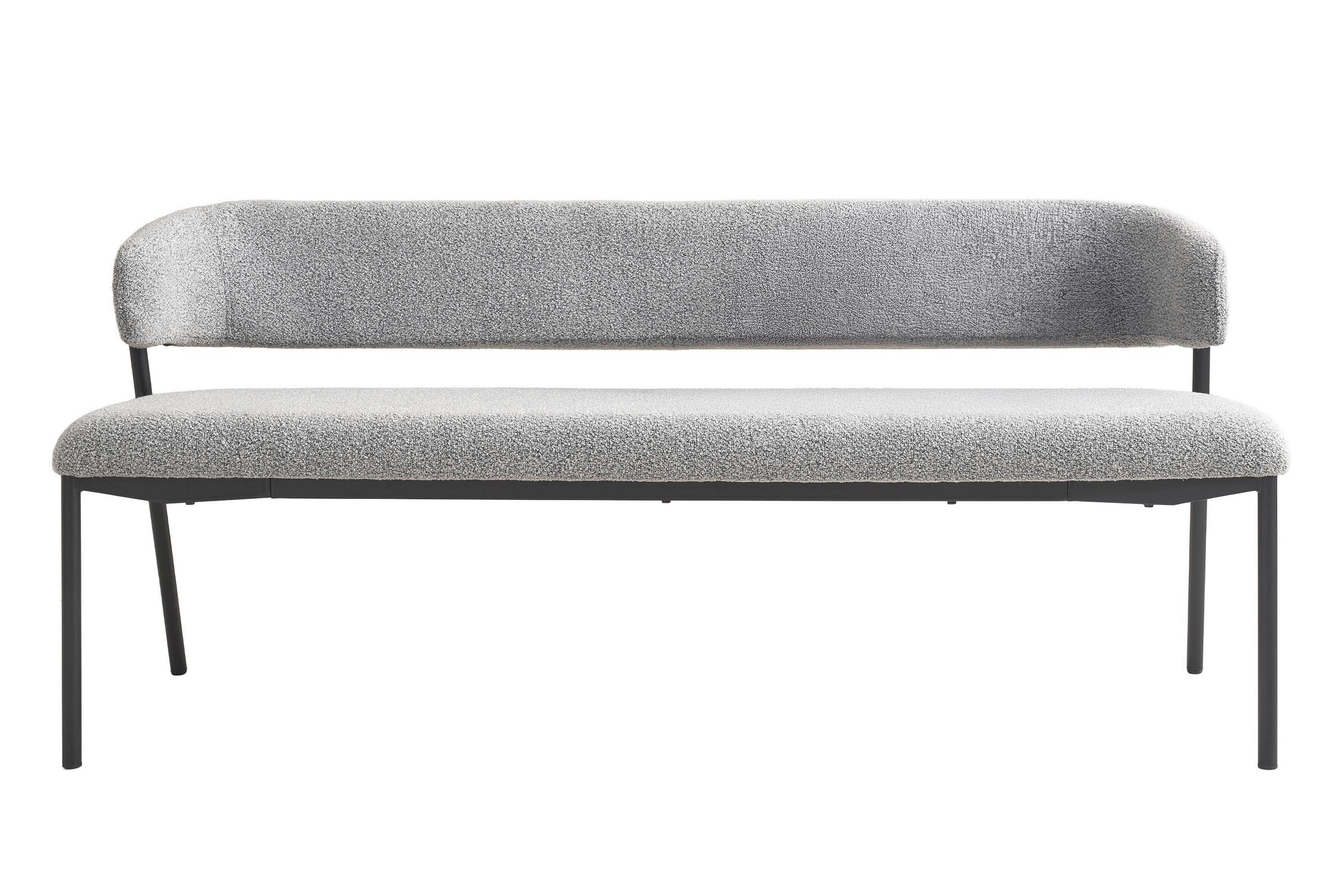 SITZBANK Bouclé Grau  - Schwarz/Grau, MODERN, Textil/Metall (203/80/56cm) - Schöner Wohnen