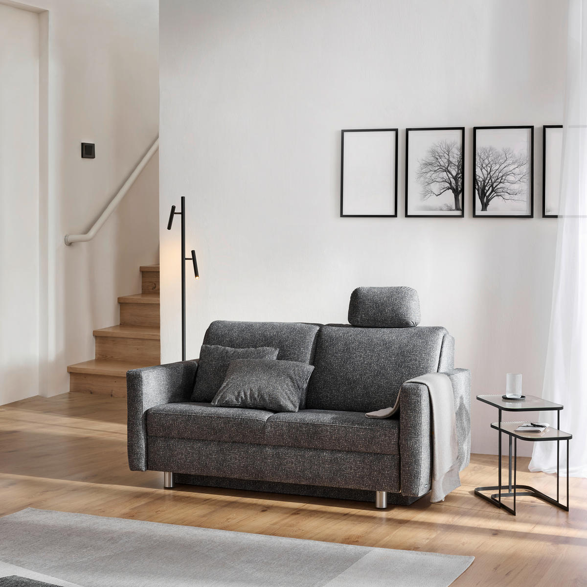 SCHLAFSOFA  in Mikrofaser Grau  - Alufarben/Grau, KONVENTIONELL, Kunststoff/Textil (176/88/91cm) - Sedda