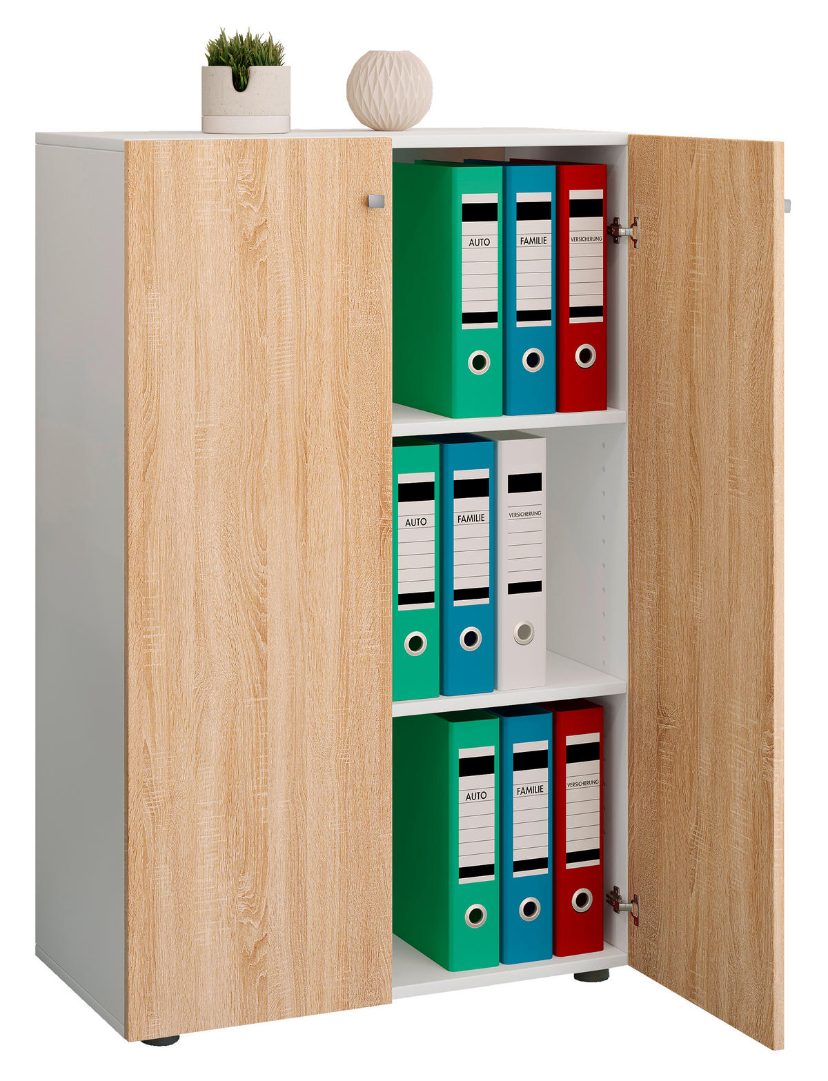 AKTENSCHRANK Weiß, Sonoma Eiche  - Weiß/Sonoma Eiche, Design, Holzwerkstoff (70/110/39cm) - MID.YOU