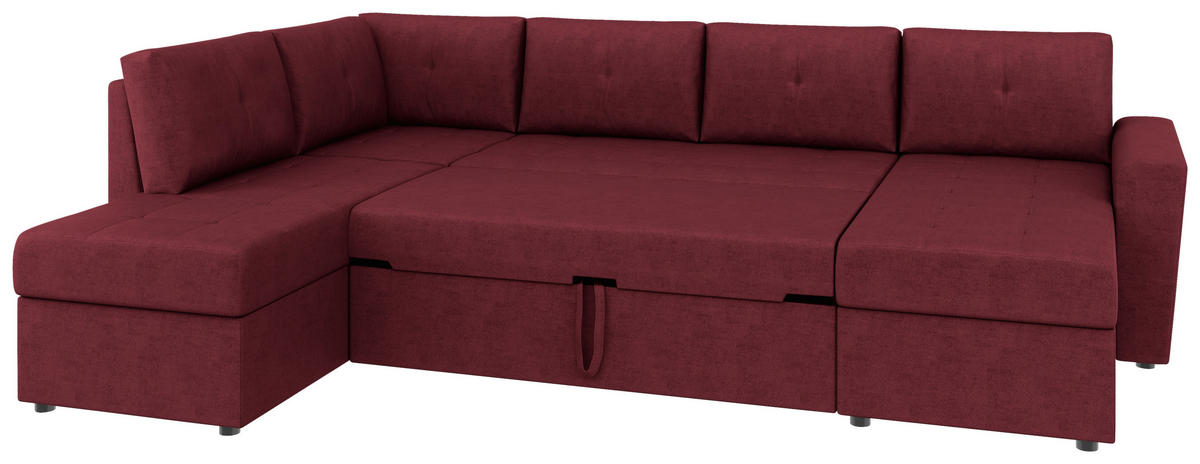 WOHNLANDSCHAFT TERMOLI Rot Jacquard  - Rot/Schwarz, Design, Kunststoff/Textil (155/296/155cm) - MID.YOU