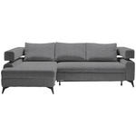 ECKSOFA in Chenille Dunkelgrau  - Dunkelgrau/Schwarz, KONVENTIONELL, Textil/Metall (184/265cm) - Hom`in
