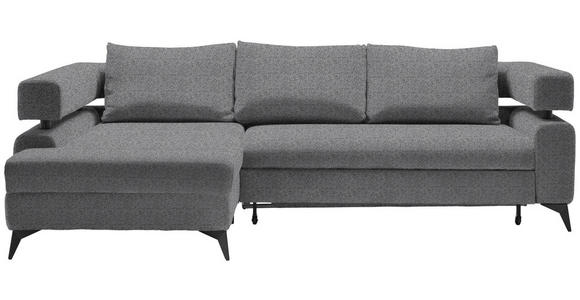 ECKSOFA in Chenille Dunkelgrau - Dunkelgrau/Schwarz, KONVENTIONELL, Textil/Metall (184/265cm) - Hom`in