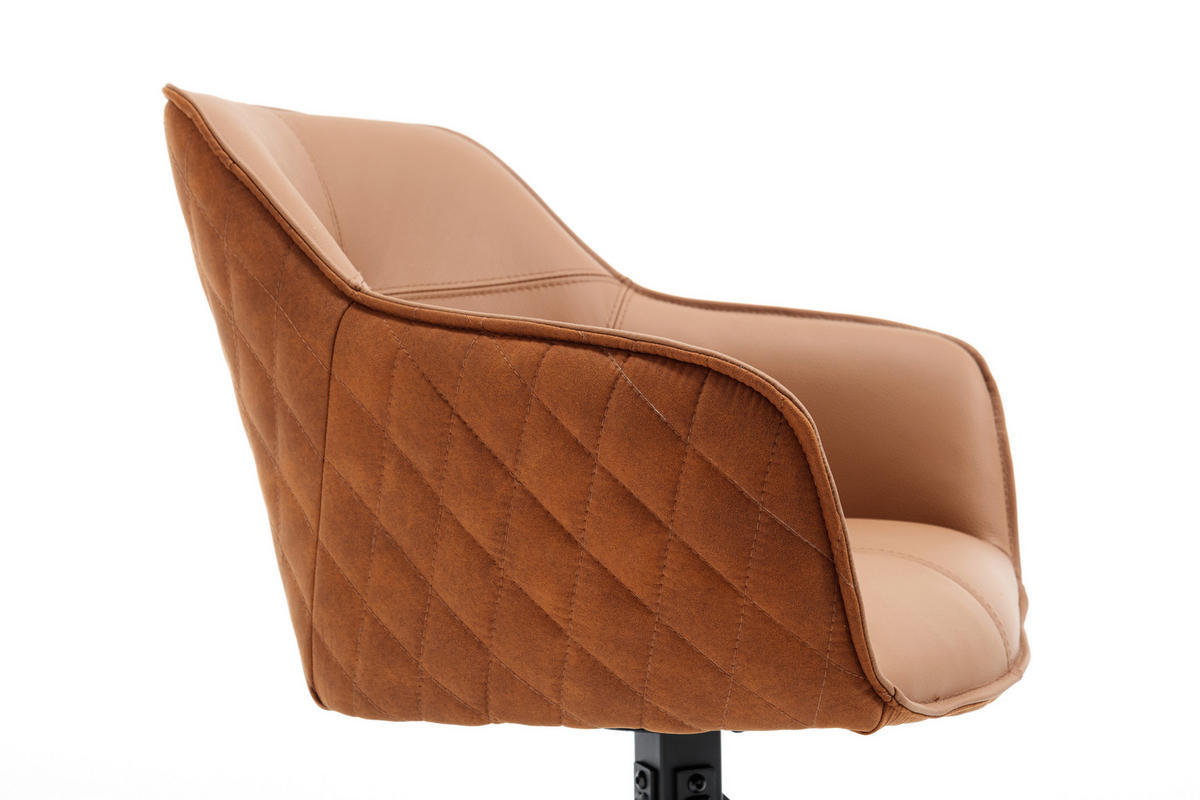 ARMLEHNSTUHL  Sitzfläche 180° drehbar, automatische Rückholfunktion Mikrofaser Echtleder  - Schwarz/Braun, MODERN, Leder/Textil (59/82/62cm) - MID.YOU