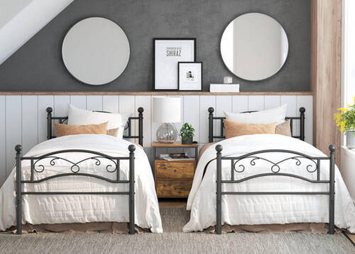 METALLBETT 90/190 cm  in Schwarz  - Schwarz, ROMANTIK / LANDHAUS, Metall (90/190cm) - Boxxx