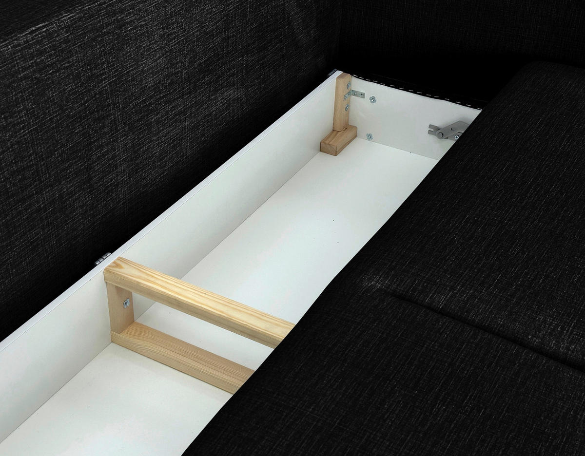 SCHLAFSOFA Flachgewebe Schwarz  - Schwarz, Design, Holz/Kunststoff (216/96/102cm) - MID.YOU