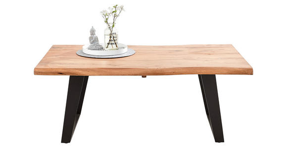 COUCHTISCH in Holz, Metall 115/70/45 cm - Schwarz/Akaziefarben, KONVENTIONELL, Holz/Metall (115/70/45cm) - Carryhome